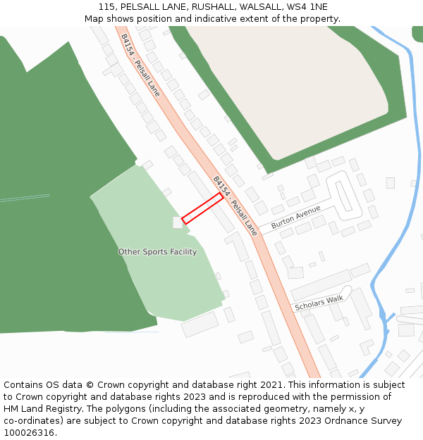 115, PELSALL LANE, RUSHALL, WALSALL, WS4 1NE: Location map and indicative extent of plot