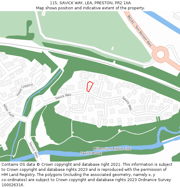 115, SAVICK WAY, LEA, PRESTON, PR2 1XA: Location map and indicative extent of plot