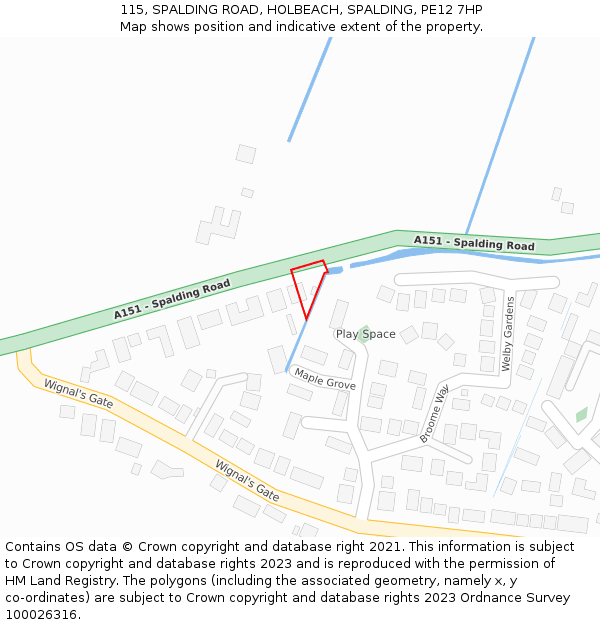 115, SPALDING ROAD, HOLBEACH, SPALDING, PE12 7HP: Location map and indicative extent of plot