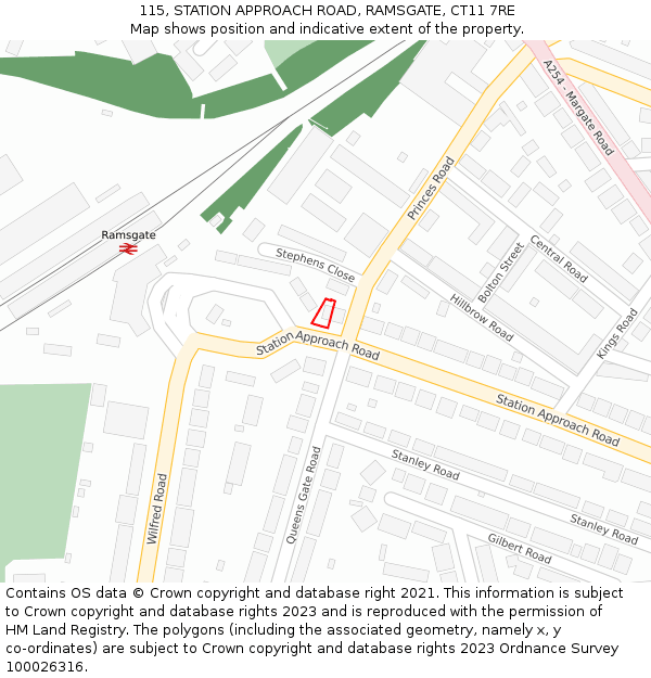 115, STATION APPROACH ROAD, RAMSGATE, CT11 7RE: Location map and indicative extent of plot