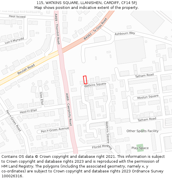 115, WATKINS SQUARE, LLANISHEN, CARDIFF, CF14 5FJ: Location map and indicative extent of plot