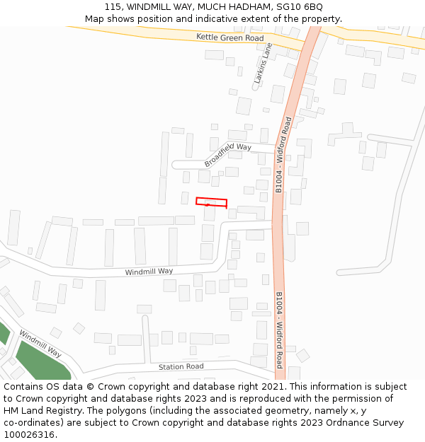 115, WINDMILL WAY, MUCH HADHAM, SG10 6BQ: Location map and indicative extent of plot