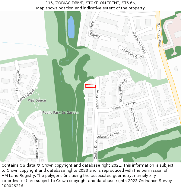 115, ZODIAC DRIVE, STOKE-ON-TRENT, ST6 6NJ: Location map and indicative extent of plot