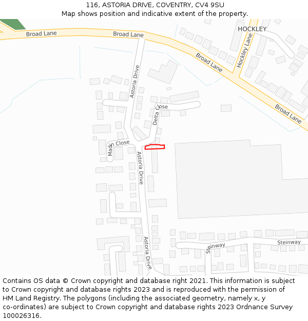 116, ASTORIA DRIVE, COVENTRY, CV4 9SU: Location map and indicative extent of plot