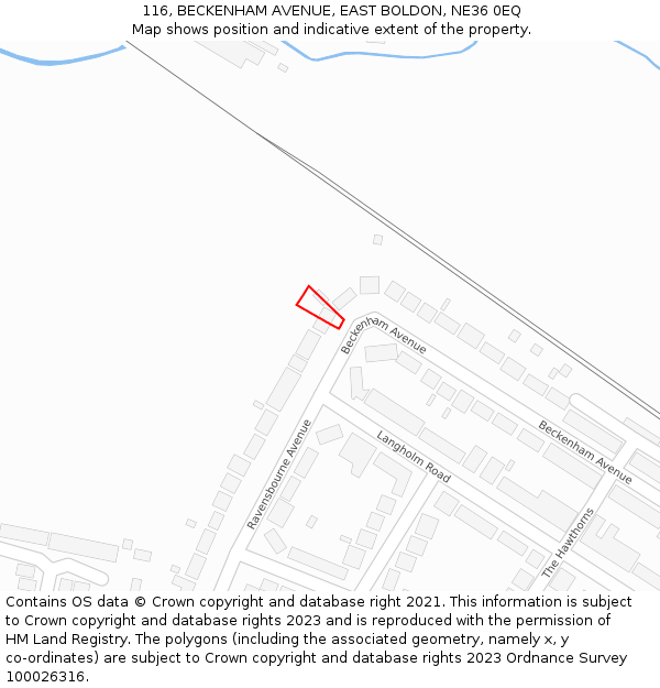 116, BECKENHAM AVENUE, EAST BOLDON, NE36 0EQ: Location map and indicative extent of plot
