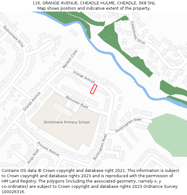 116, GRANGE AVENUE, CHEADLE HULME, CHEADLE, SK8 5NL: Location map and indicative extent of plot