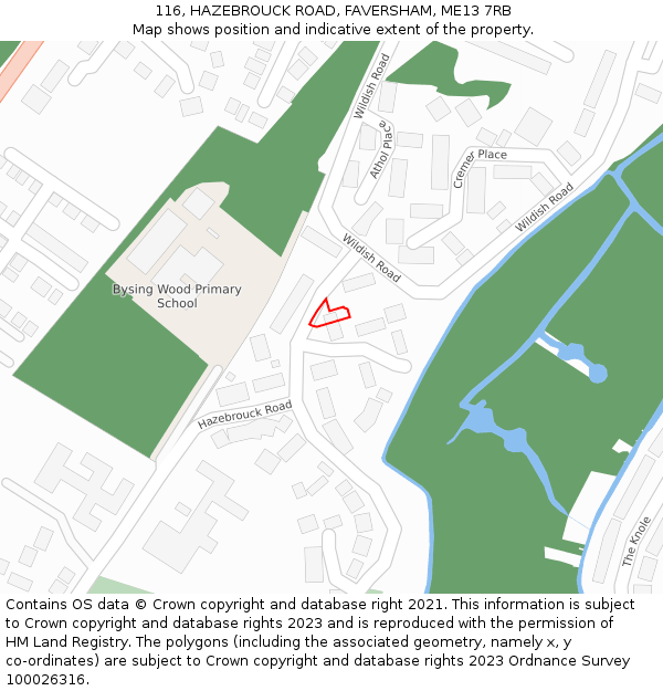 116, HAZEBROUCK ROAD, FAVERSHAM, ME13 7RB: Location map and indicative extent of plot