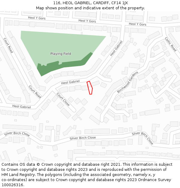 116, HEOL GABRIEL, CARDIFF, CF14 1JX: Location map and indicative extent of plot