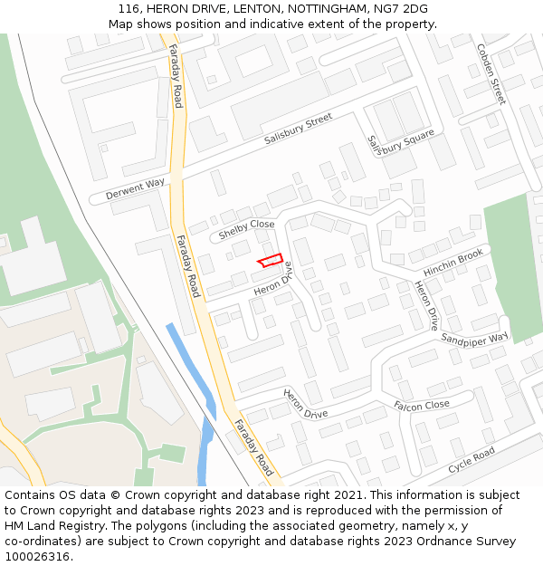 116, HERON DRIVE, LENTON, NOTTINGHAM, NG7 2DG: Location map and indicative extent of plot