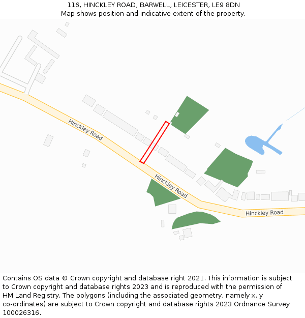 116, HINCKLEY ROAD, BARWELL, LEICESTER, LE9 8DN: Location map and indicative extent of plot