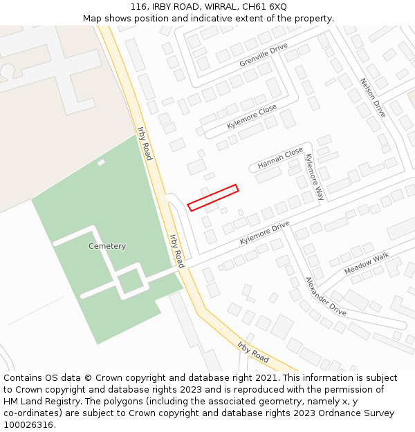 116, IRBY ROAD, WIRRAL, CH61 6XQ: Location map and indicative extent of plot