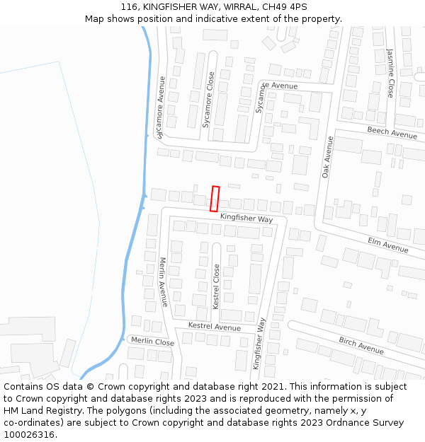 116, KINGFISHER WAY, WIRRAL, CH49 4PS: Location map and indicative extent of plot