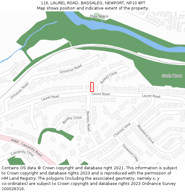 116, LAUREL ROAD, BASSALEG, NEWPORT, NP10 8PT: Location map and indicative extent of plot