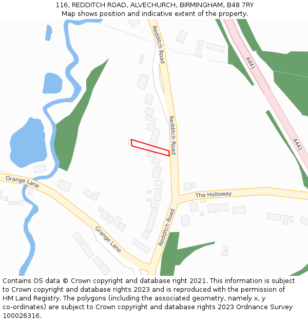 116, REDDITCH ROAD, ALVECHURCH, BIRMINGHAM, B48 7RY: Location map and indicative extent of plot