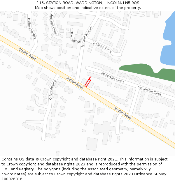 116, STATION ROAD, WADDINGTON, LINCOLN, LN5 9QS: Location map and indicative extent of plot