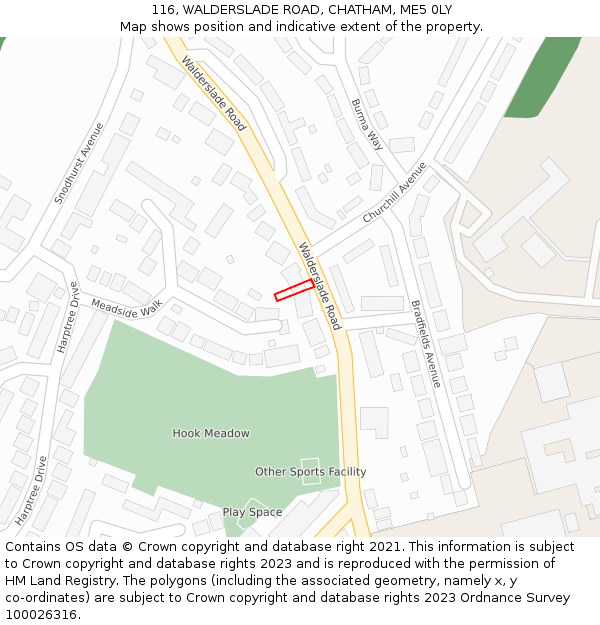 116, WALDERSLADE ROAD, CHATHAM, ME5 0LY: Location map and indicative extent of plot