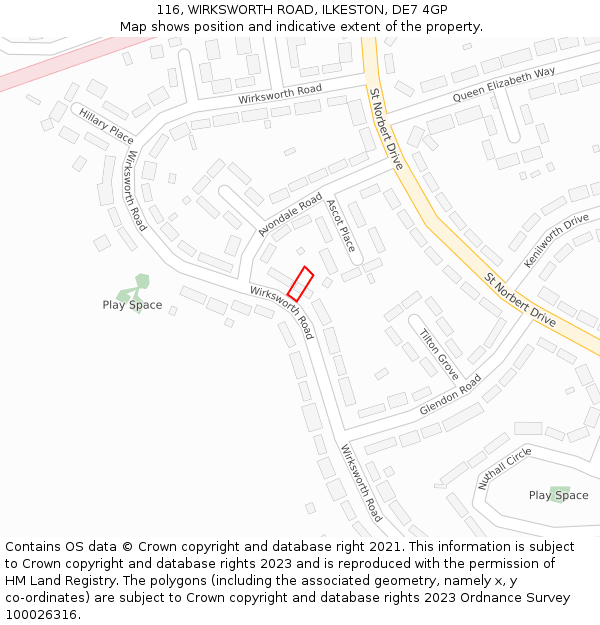 116, WIRKSWORTH ROAD, ILKESTON, DE7 4GP: Location map and indicative extent of plot