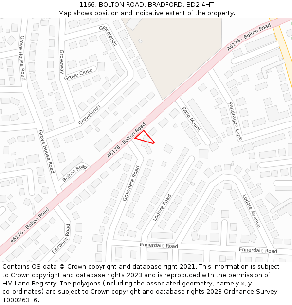 1166, BOLTON ROAD, BRADFORD, BD2 4HT: Location map and indicative extent of plot