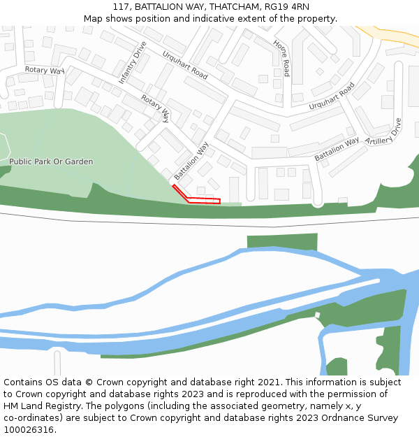 117, BATTALION WAY, THATCHAM, RG19 4RN: Location map and indicative extent of plot