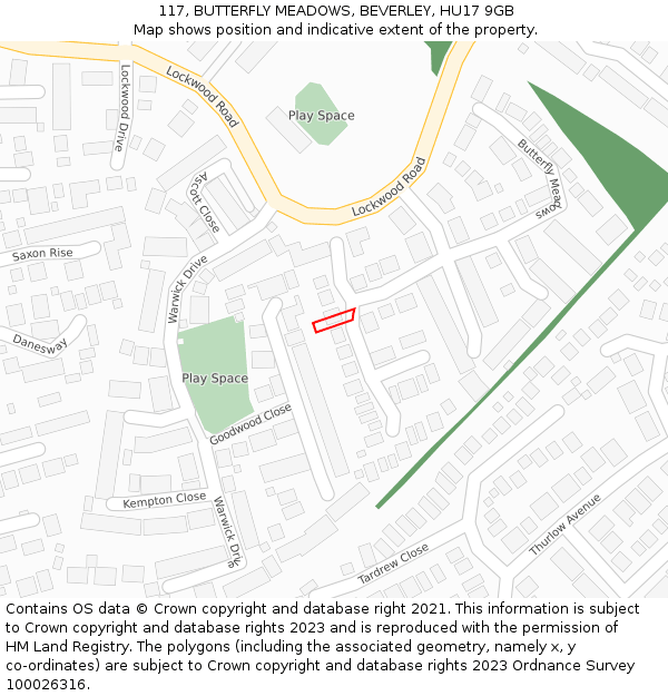 117, BUTTERFLY MEADOWS, BEVERLEY, HU17 9GB: Location map and indicative extent of plot