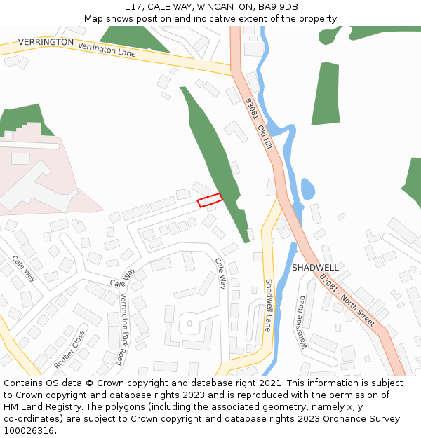 117, CALE WAY, WINCANTON, BA9 9DB: Location map and indicative extent of plot