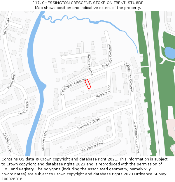 117, CHESSINGTON CRESCENT, STOKE-ON-TRENT, ST4 8DP: Location map and indicative extent of plot