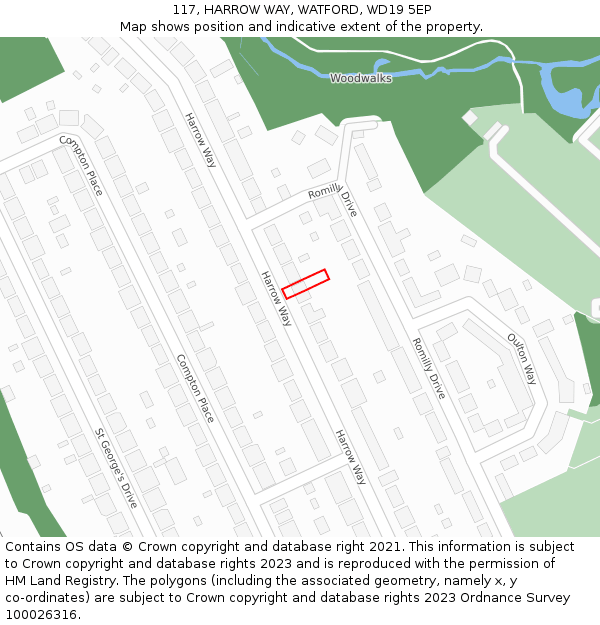 117, HARROW WAY, WATFORD, WD19 5EP: Location map and indicative extent of plot