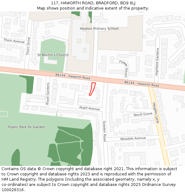 117, HAWORTH ROAD, BRADFORD, BD9 6LJ: Location map and indicative extent of plot