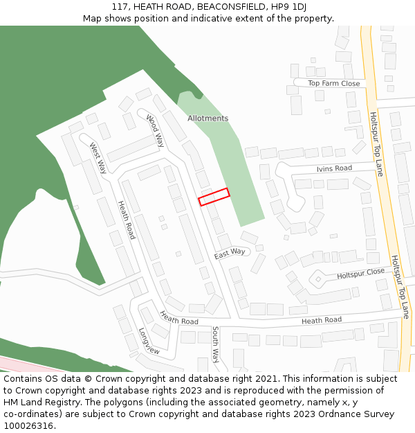 117, HEATH ROAD, BEACONSFIELD, HP9 1DJ: Location map and indicative extent of plot