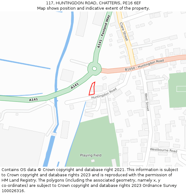 117, HUNTINGDON ROAD, CHATTERIS, PE16 6EF: Location map and indicative extent of plot