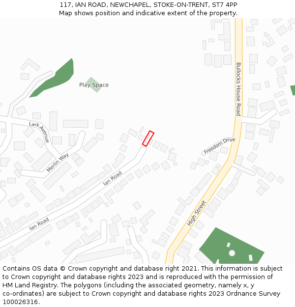 117, IAN ROAD, NEWCHAPEL, STOKE-ON-TRENT, ST7 4PP: Location map and indicative extent of plot