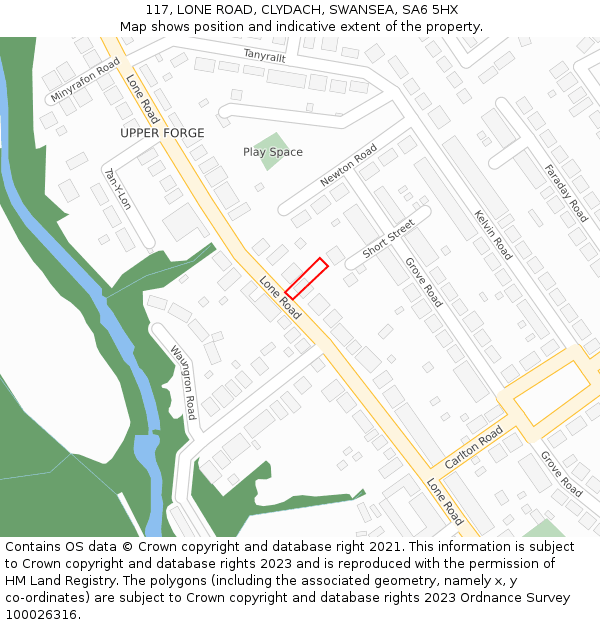117, LONE ROAD, CLYDACH, SWANSEA, SA6 5HX: Location map and indicative extent of plot