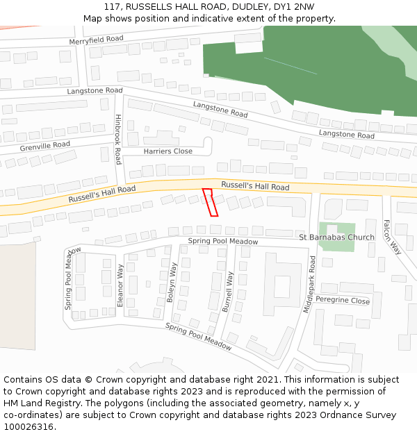 117, RUSSELLS HALL ROAD, DUDLEY, DY1 2NW: Location map and indicative extent of plot