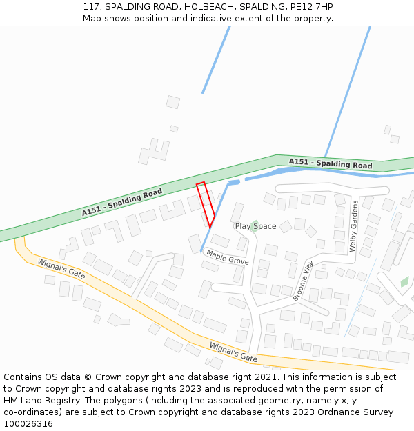 117, SPALDING ROAD, HOLBEACH, SPALDING, PE12 7HP: Location map and indicative extent of plot