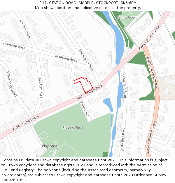 117, STATION ROAD, MARPLE, STOCKPORT, SK6 6PA: Location map and indicative extent of plot