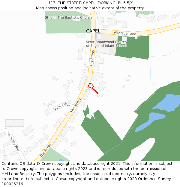 117, THE STREET, CAPEL, DORKING, RH5 5JX: Location map and indicative extent of plot