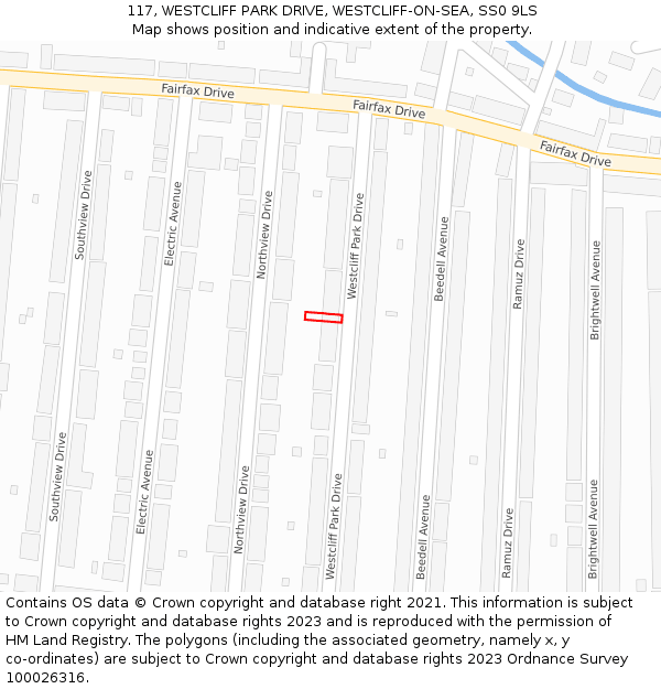 117, WESTCLIFF PARK DRIVE, WESTCLIFF-ON-SEA, SS0 9LS: Location map and indicative extent of plot