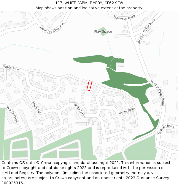 117, WHITE FARM, BARRY, CF62 9EW: Location map and indicative extent of plot