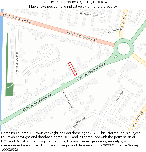 1175, HOLDERNESS ROAD, HULL, HU8 9EA: Location map and indicative extent of plot