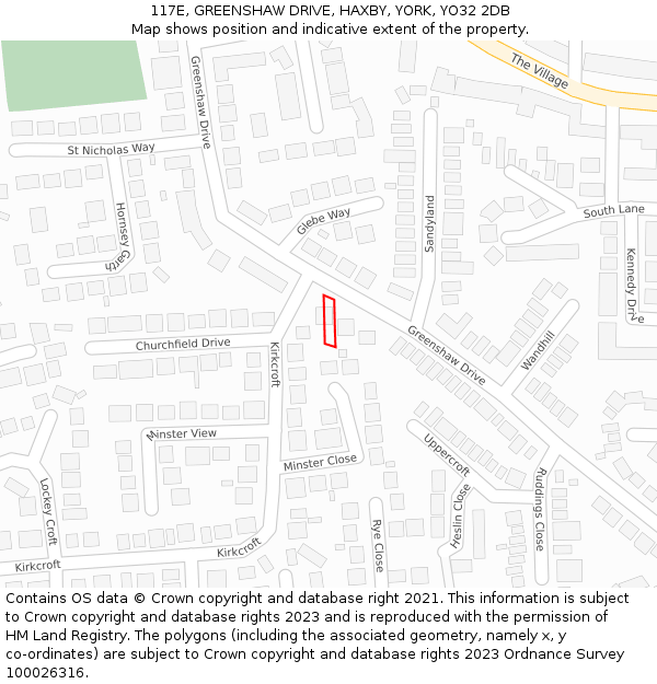 117E, GREENSHAW DRIVE, HAXBY, YORK, YO32 2DB: Location map and indicative extent of plot