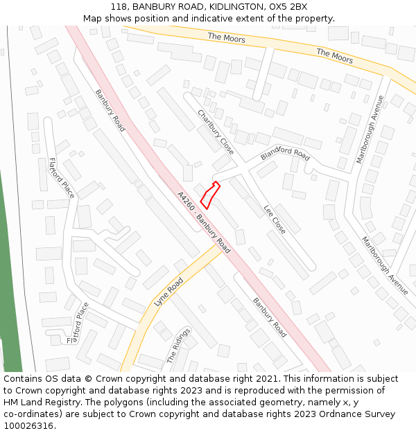 118, BANBURY ROAD, KIDLINGTON, OX5 2BX: Location map and indicative extent of plot