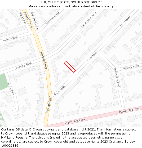 118, CHURCHGATE, SOUTHPORT, PR9 7JE: Location map and indicative extent of plot