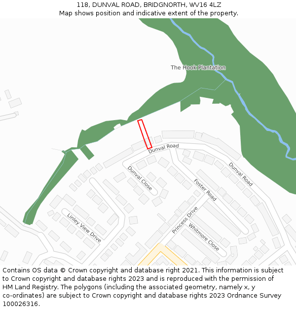 118, DUNVAL ROAD, BRIDGNORTH, WV16 4LZ: Location map and indicative extent of plot