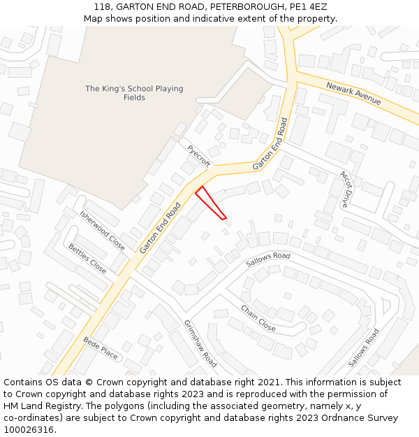 118, GARTON END ROAD, PETERBOROUGH, PE1 4EZ: Location map and indicative extent of plot