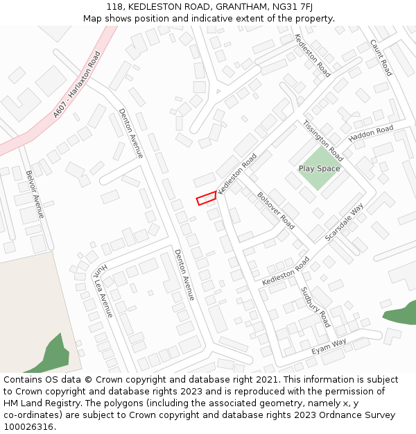 118, KEDLESTON ROAD, GRANTHAM, NG31 7FJ: Location map and indicative extent of plot