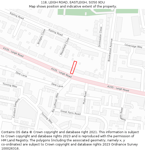 118, LEIGH ROAD, EASTLEIGH, SO50 9DU: Location map and indicative extent of plot