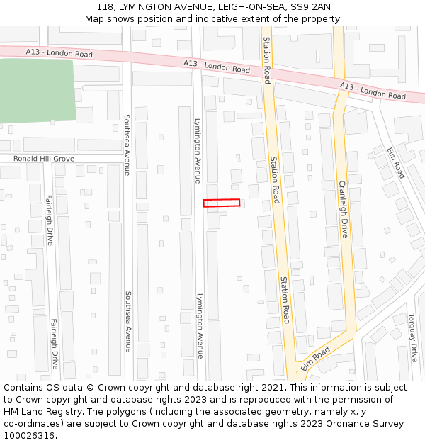 118, LYMINGTON AVENUE, LEIGH-ON-SEA, SS9 2AN: Location map and indicative extent of plot