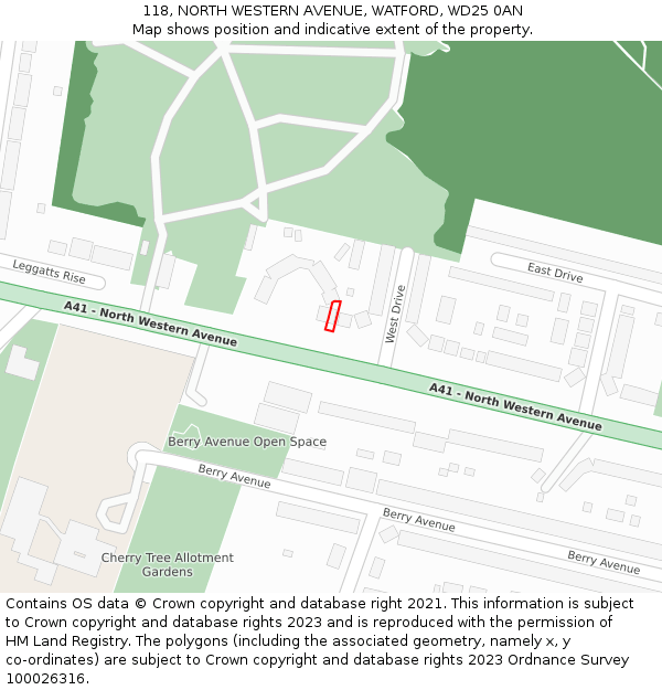 118, NORTH WESTERN AVENUE, WATFORD, WD25 0AN: Location map and indicative extent of plot