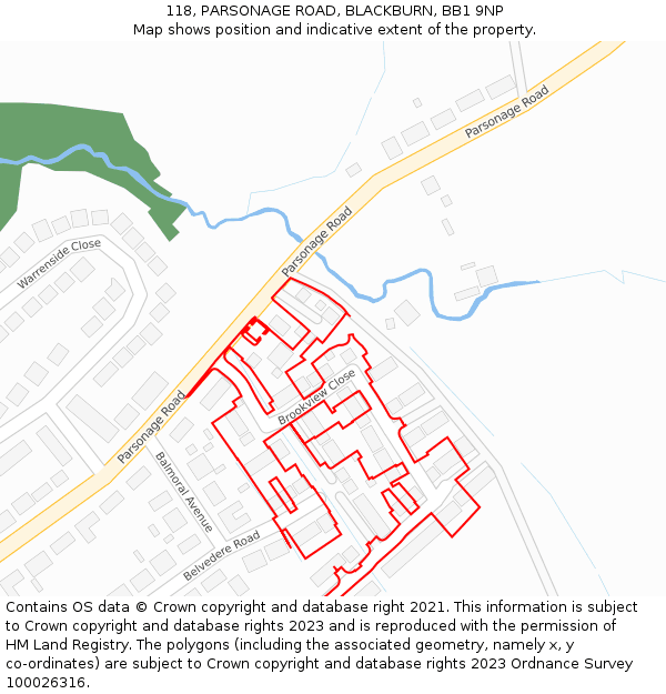 118, PARSONAGE ROAD, BLACKBURN, BB1 9NP: Location map and indicative extent of plot