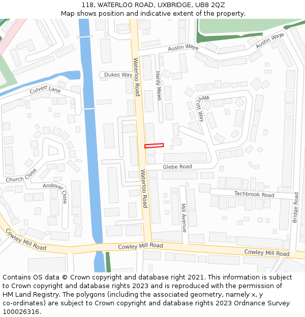 118, WATERLOO ROAD, UXBRIDGE, UB8 2QZ: Location map and indicative extent of plot